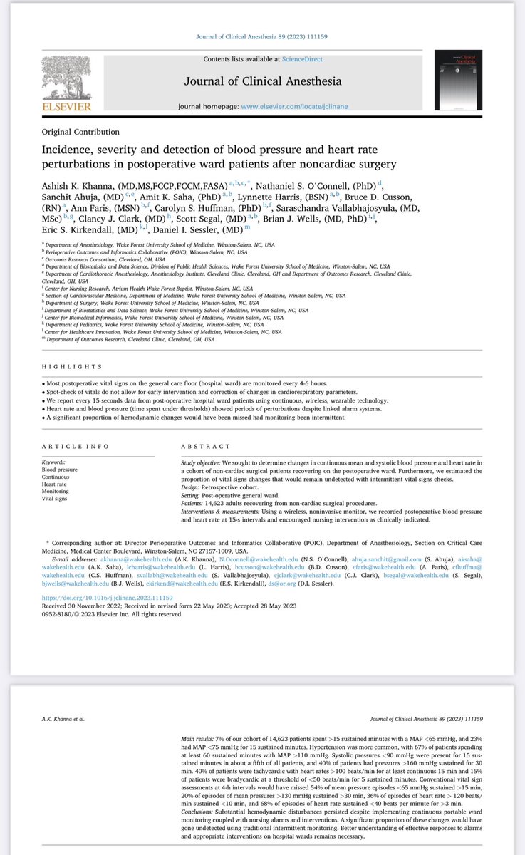 Ashish K. Khanna, MD,MS,FCCP,FCCM,FASA (@khannaashishccm) on Twitter photo 15k patients wireless wearable hemodynamic monitoring outside ICU <a href="/AtriumHealthWFB/">Atrium Health Wake Forest Baptist</a> q15 seconds MAP,SBP,HR with linked alarms. Hemodynamic disturbances common on hospital wards-majority are missed without continuous monitoring. <a href="/ASALifeline/">ASA®</a> <a href="/APSForg/">APSF</a> <a href="/SOCCA_CritCare/">Society of Critical Care Anesthesiologists</a> <a href="/SCCM/">SCCM</a> <a href="/ASER_hq/">ASER</a> 15k patients wireless wearable hemodynamic monitoring outside ICU <a href="/AtriumHealthWFB/">Atrium Health Wake Forest Baptist</a> q15 seconds MAP,SBP,HR with linked alarms. Hemodynamic disturbances common on hospital wards-majority are missed without continuous monitoring. <a href="/ASALifeline/">ASA®</a> <a href="/APSForg/">APSF</a> <a href="/SOCCA_CritCare/">Society of Critical Care Anesthesiologists</a> <a href="/SCCM/">SCCM</a> <a href="/ASER_hq/">ASER</a>
