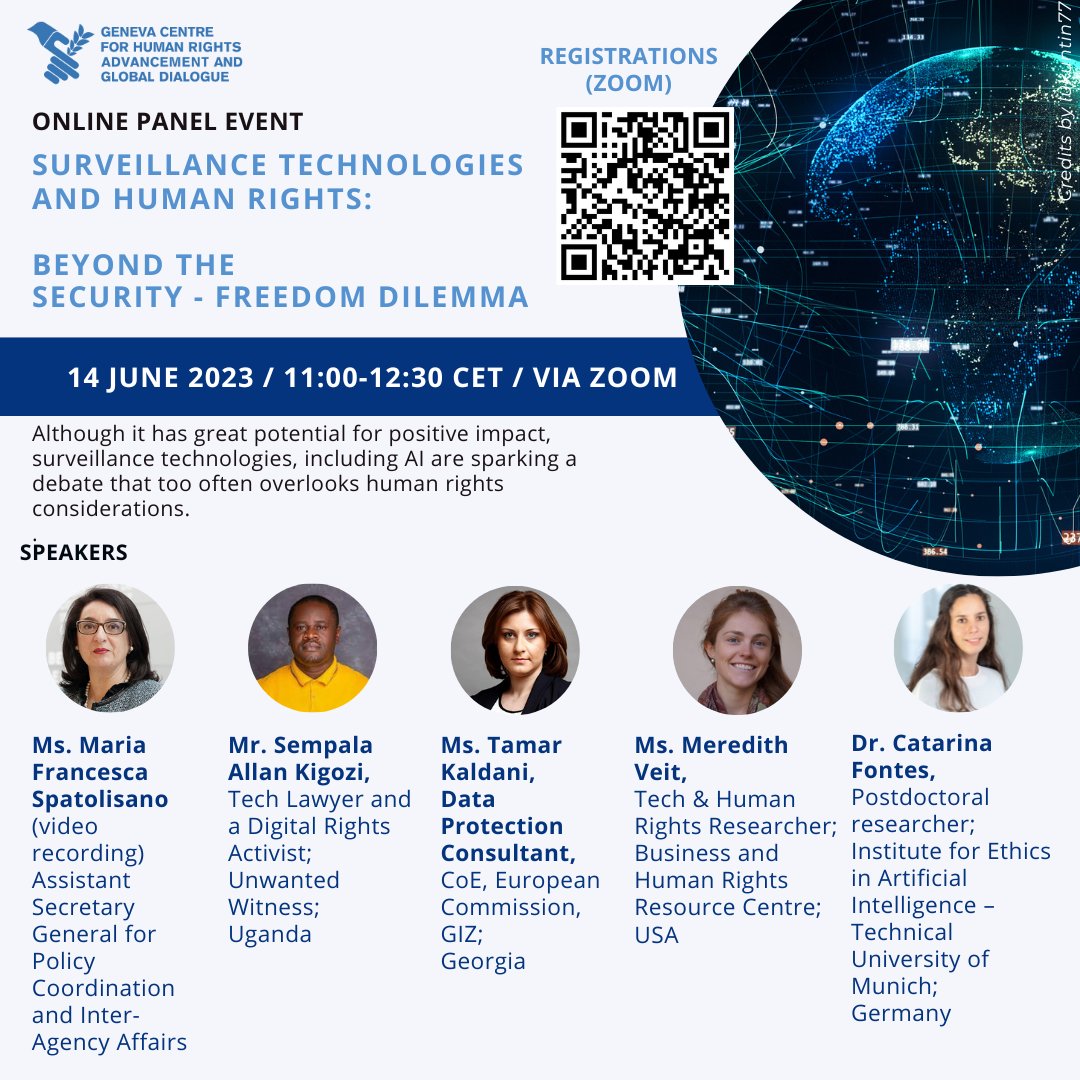 Honored to share my insights on the intersection of surveillance technologies and human rights at the upcoming event by @GCHRAGD. Let's explore how we can strike a balance between security and freedom. Join us on June 14th!
#HumanRights #TechEthics