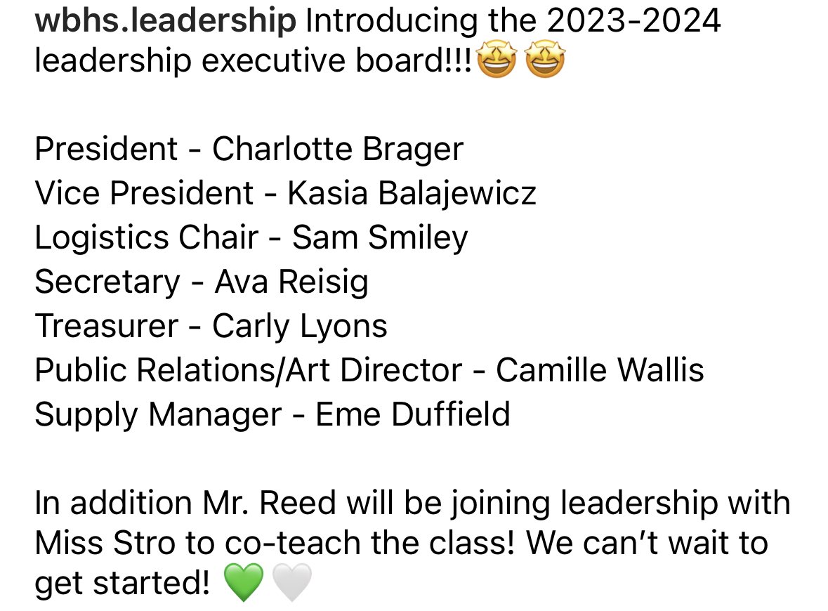 WBHS Student Leadership (@wbhsleadership) on Twitter photo 