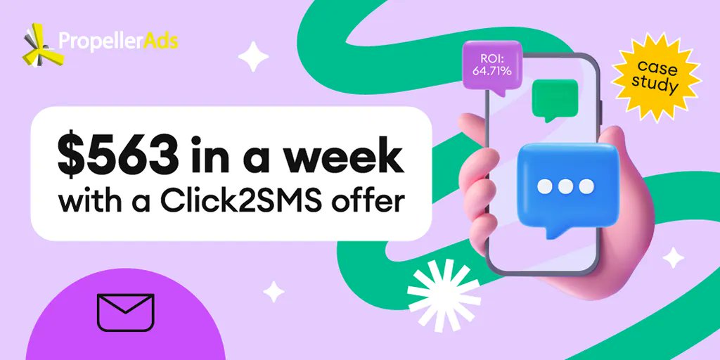 propellerads's tweet photo. Case study: $563 and a 64% ROI within a week🔥
Learn how a winning combo of #PropellerAds traffic and Click2SMS offer and smart adjustments led to these astonishing results👉 https://t.co/X5WbiMp1Vs
#affiliatemarketing https://t.co/0UUA5fRg41