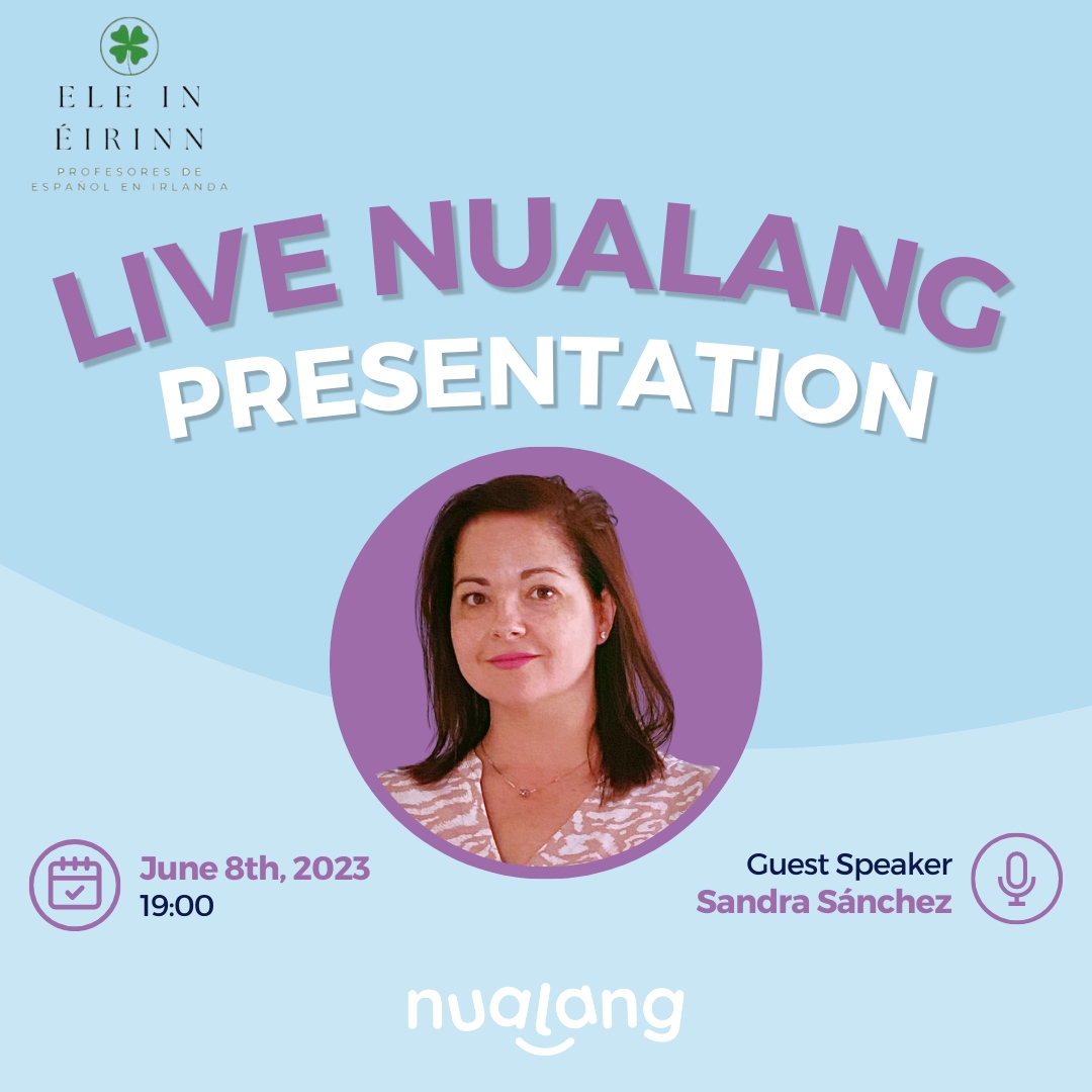 We are delighted to announce Sandra Sánchez will be giving a presentation on Nualang at the ELE in Éirinn Symposium🤩

Join us today at 7pm😁

Get your tickets today at eventbrite.ie/e/virtual-symp…👈🏽

#edtech #langchat #mfltwitterati #mflchat #edutwitter #teachertwitter #EdShareIE