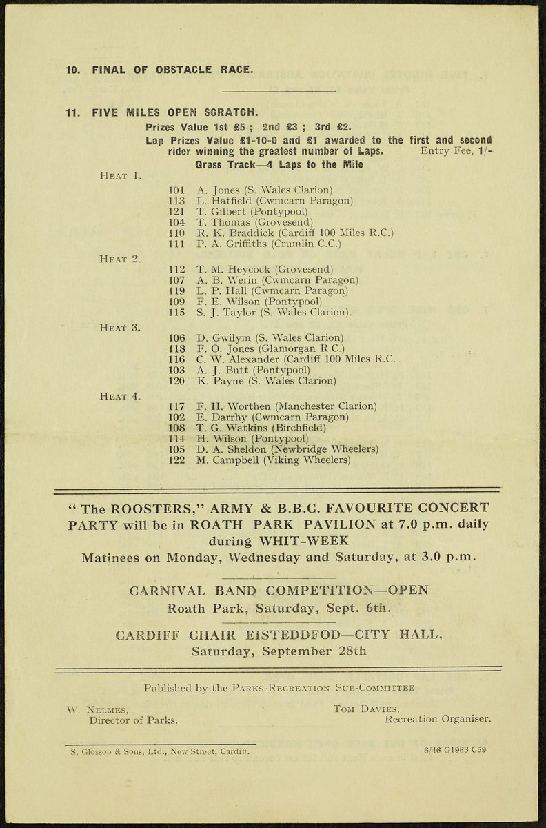 GlamArchives's tweet photo. Mae’n Wythnos y #Beic!
Ar 10 Mehefin 1946 Parc y #MynyddBychan #Caerdydd oedd y lleoliad ar gyfer Polo Beic Rhyngwladol rhwng Cymru a’r Alban, a chyfres o rasys beic trac gwair. Mae’r rhaglen yma yn rhestri pob digwyddiad ar ddiwrnod prysur dros ben! https://t.co/o78AZO7K8F