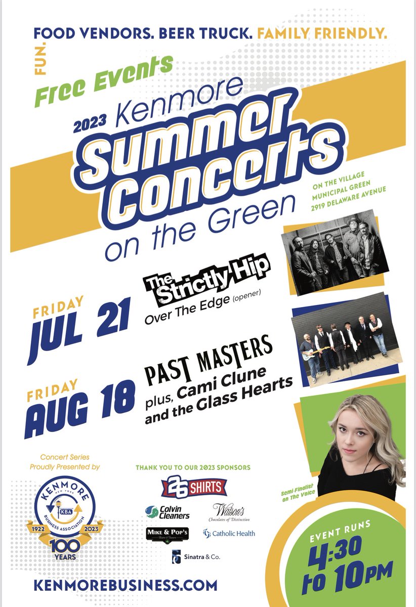 Hey #buffalo! Kenmore has a great lineup this year! Come out and join us! #kenmoreny #summerconcerts