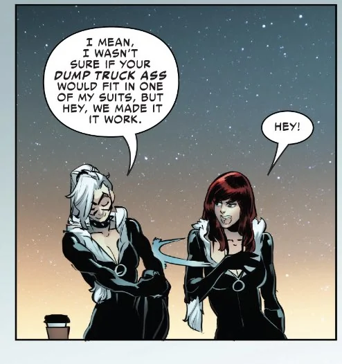 Happy dump truck day! I'll be tweeting some art inspired by Mary Jane / Black Cat #1 panel below 😆