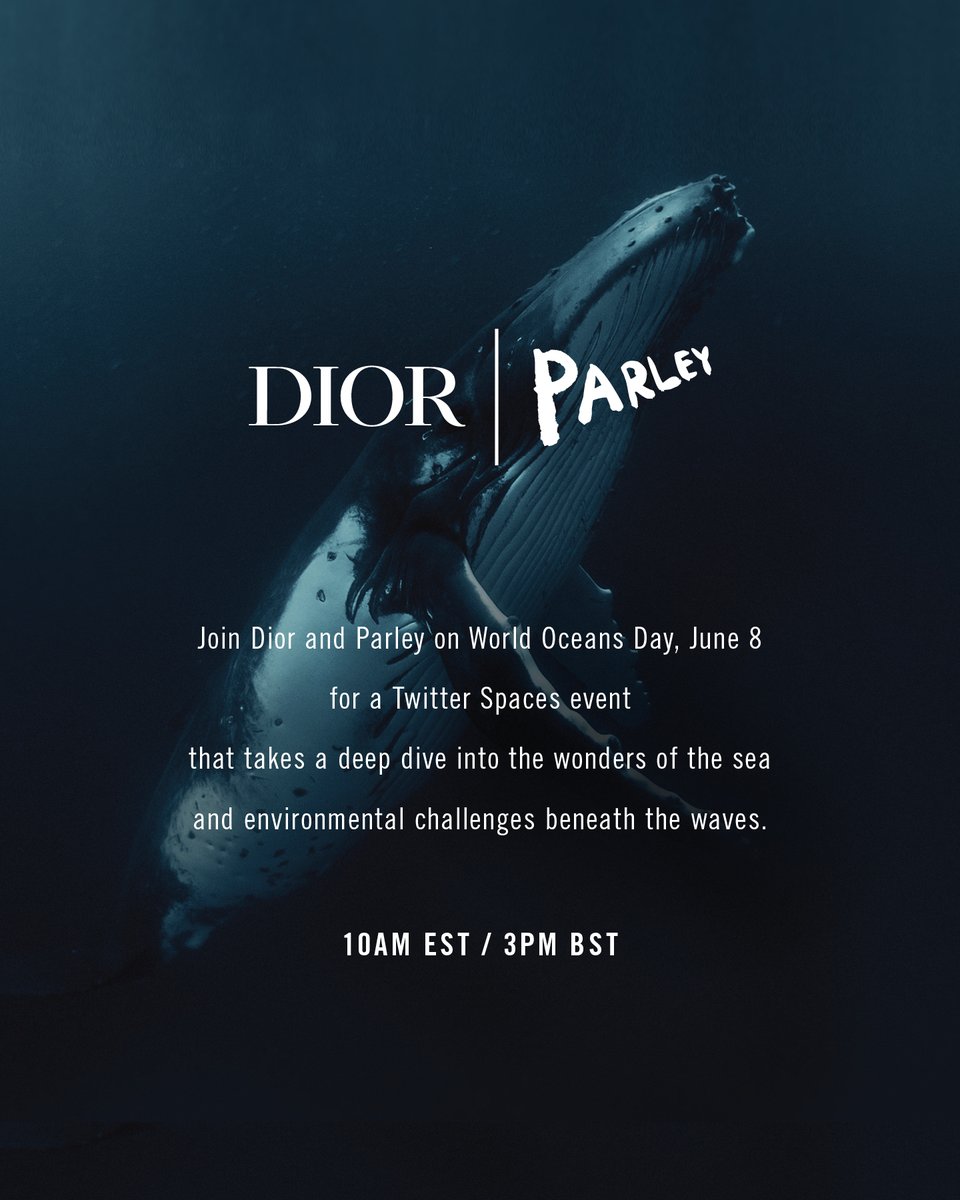 Join us &amp; <a href="/Dior/">Dior</a> for a Twitter Spaces event today on #WorldOceansDay 🐋 Exploring environmental challenges and how the world of fashion can make a meaningful impact.
x.com/i/spaces/1LyxB…