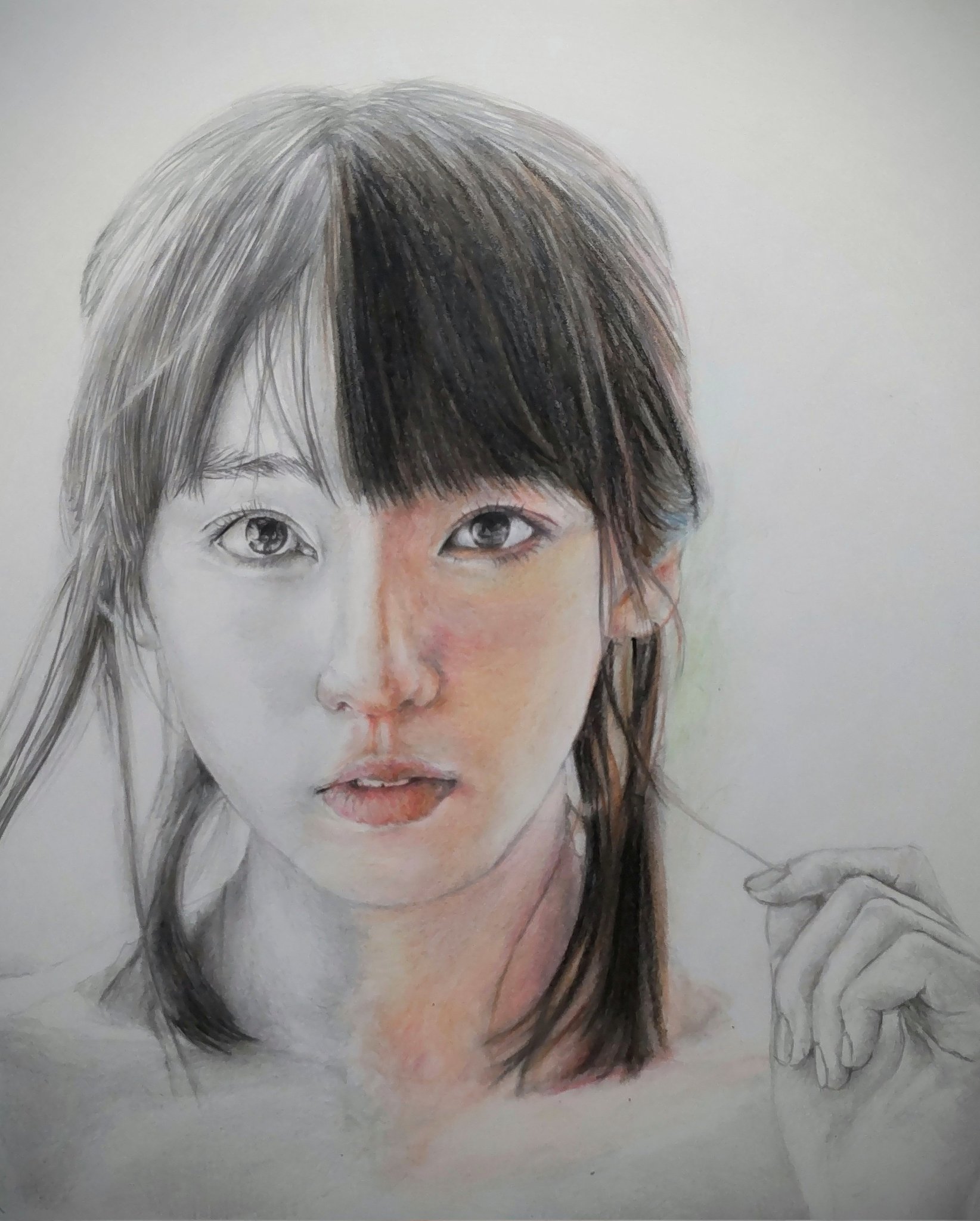 吉岡里帆さん鉛筆画 B4 鉛筆画 吉岡里帆さんB4最終価格 吉岡里帆を鉛筆画にしてみる