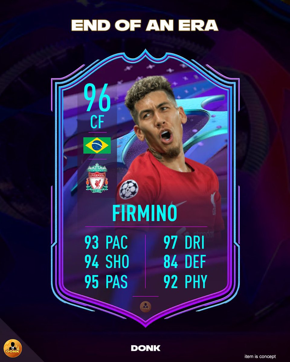 Futdonk's tweet photo. 🚨 Firmino 🇧🇷 special card is added to come as SBC soon! 🔥 

He should be an EOAE ⭐️

Stats predicted ✍️

#FIFA23 https://t.co/SFwHTTjDPD
