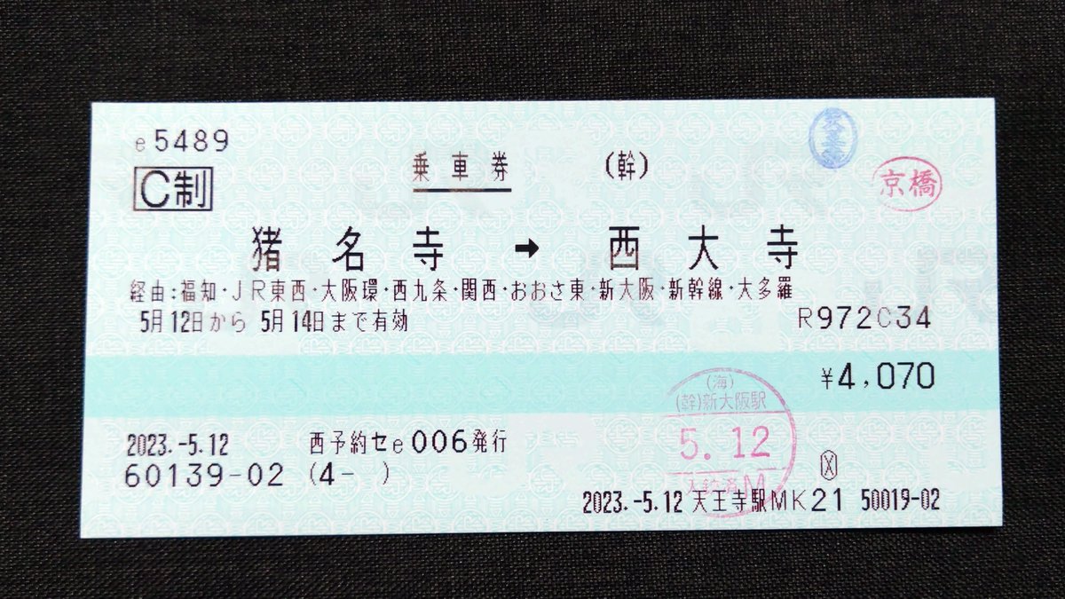 長い券で諸寺漫遊シリーズ。 折り返しでは無い幹在別線は、指定席券売