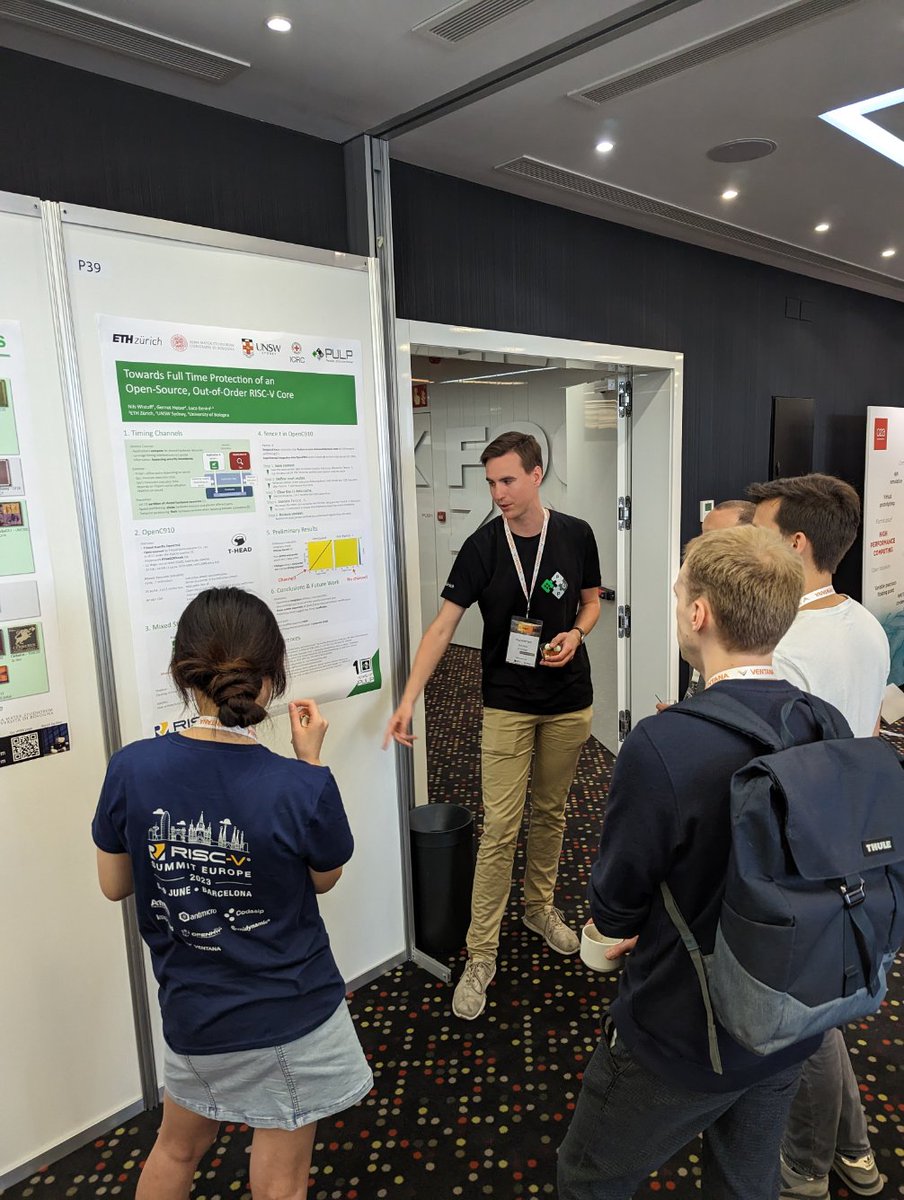 PULP Platform (@pulp_platform) on Twitter photo There is so much to learn at the poster session of #RISCVSummitEurope in Barcelona. Nils <a href="/niwist/">Nils Wistoff</a> just presented "Towards Full Time Protection of an Open-Source, Out-of-Order RISC-V Core" with fence.t instruction inside 😀: riscv-europe.org/media/proceedi… riscv-europe.org/media/proceedi… There is so much to learn at the poster session of #RISCVSummitEurope in Barcelona. Nils <a href="/niwist/">Nils Wistoff</a> just presented "Towards Full Time Protection of an Open-Source, Out-of-Order RISC-V Core" with fence.t instruction inside 😀: riscv-europe.org/media/proceedi… riscv-europe.org/media/proceedi…