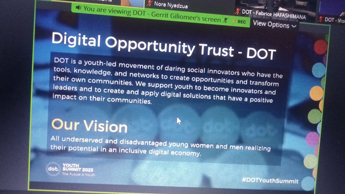 The Future is Youth 👏👏 Celebrating a milestone in the Digital space, shifting mindsets and challenging individuals to come up with Digital innovations in order to Promote Sustainable Development #DOTYouthSummit @DigitalOppTrust @DOTRwanda