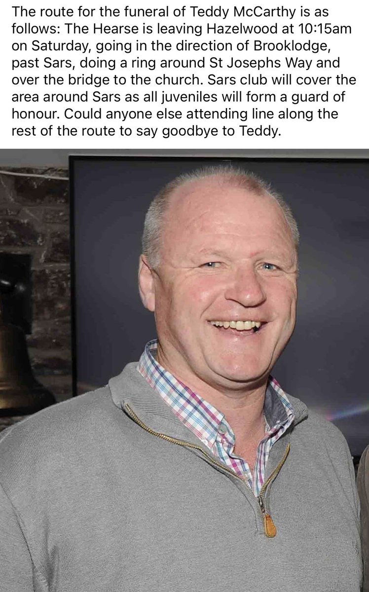 Cork GAA on Twitter "Teddy McCarthy funeral route in the image below"