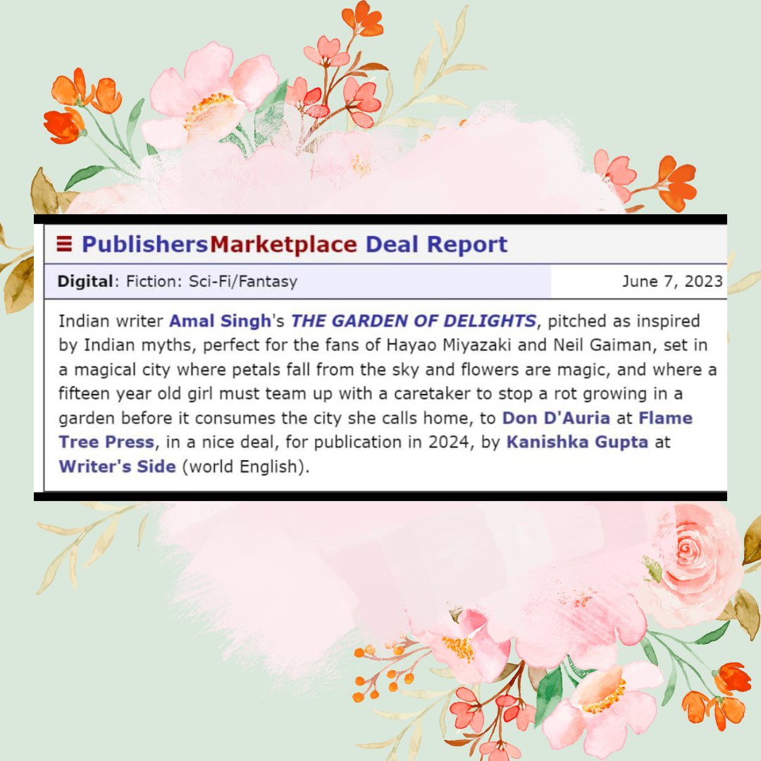 Jerun_onto's tweet image. This news, 17 years in the making, and it has taken sweat, grit, love, and patience. Thrilled to announce that my debut novel "The Garden of Delights" will be published by @flametreepress in 2024!!!

Magical flowers, angry automatons, Indian myths meet Miyazaki.