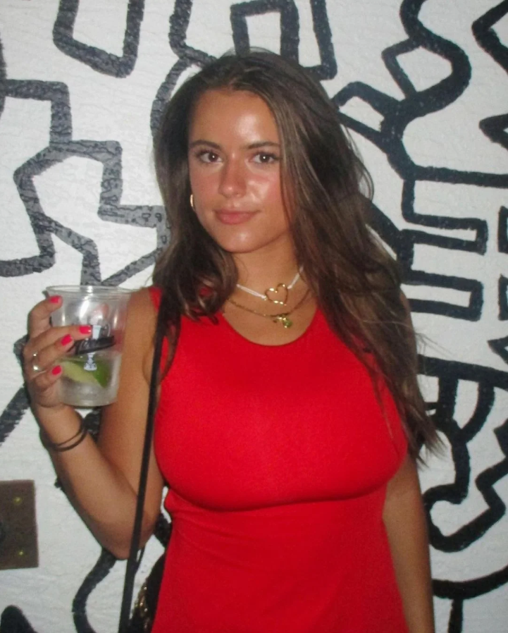 Busty 22 year old in red dress