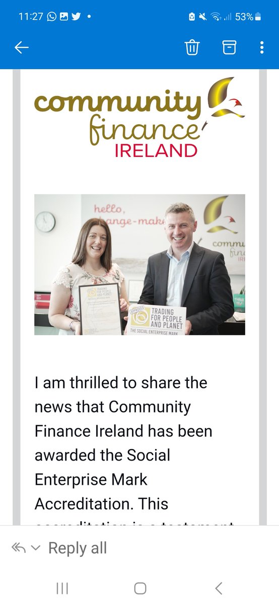 SocialimpactIRE's tweet photo. Congratulations to @ComFinanceIrl
For being awarded the Social Enterprise Mark accreditation with @SE_Mark_Ireland in partnership with @SE_Mark 🌟
.
https://t.co/U2rNbRpCDc
.
#socialenterprise #SEMarkIreland https://t.co/Q7Xi7dPzzi