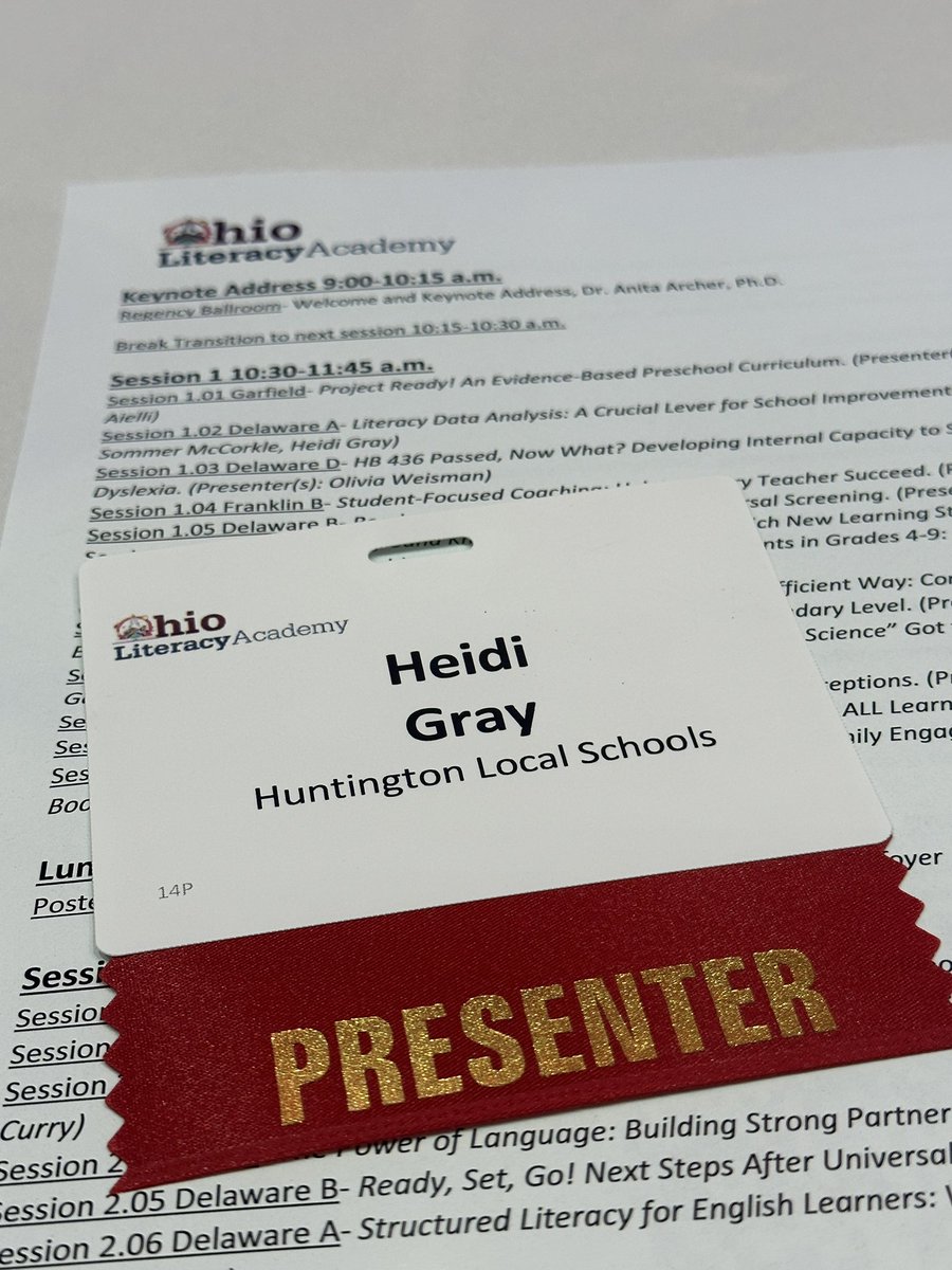 Excited to be participating in the Ohio Literacy Academy today.  Thank you to State Support Team 15 for inviting Huntington Elementary to present with you.