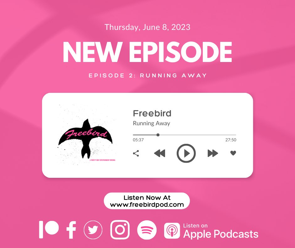 Episode 2: Running Away Available Now!

Continue along Ashley’s journey into addiction and ultimately recovery. 

Listen wherever you get your podcasts or at freebirdpod.com

Shoutout to <a href="/bugusdiemon/">Bugus</a> for allowing us to use his track “Free Bird” as our theme song.