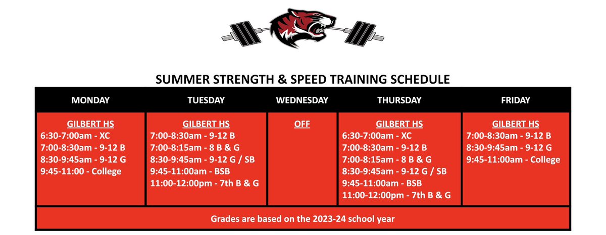 Tiger__Strength's tweet photo. 🚨MS LIFTING CHANGE🚨

Due to gym resurfacing, we are moving 7&amp;8 grade workouts to the HS. This is until further notice. 

Tuesday/Thursday 
7-8:15am - 8th grade boys &amp; girls
11-12pm - 7th grade boys and girls https://t.co/DNtom11NNI