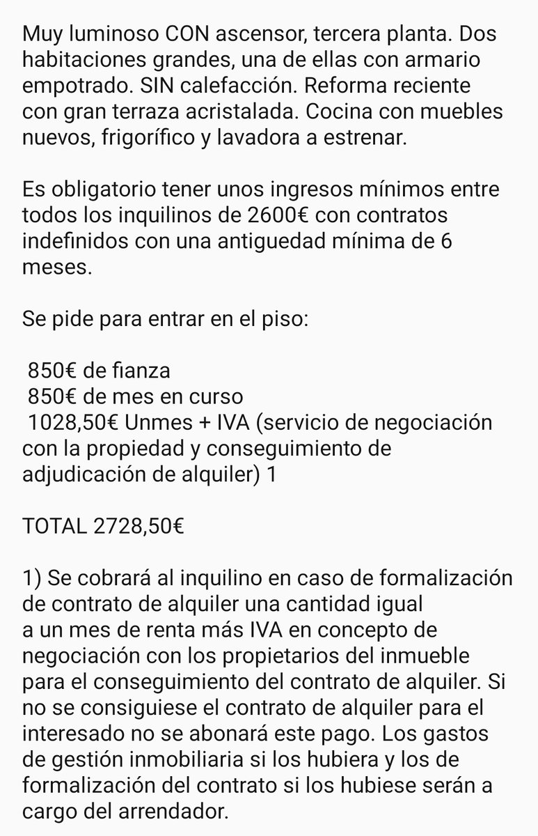 shul_evolution's tweet image. Estoy intentando buscar algo decente donde poder vivir con mi hijo de 2 años y es imposible.

ESTO ES DE LOCOS.

#alquiler #Abusos #Inmobiliarias #idealista