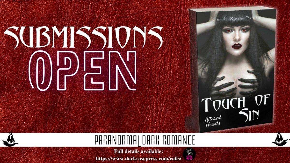 #CALLforSUBMISSIONS
#PARANORMALROMANCE #DARKROMANCE #STEAMY
🖤
CLOSES: When FULL
THEME: Angels &/or Demons
🖤DETAILS:
darkrosepress.com/calls

#URBANFANTASY #ANGELS #DEMONS #SPICY #TABOO #LGBTQ+ #submissionsopen #callforwriters #amwriting #NOFEE #romancewriters #diverseauthors