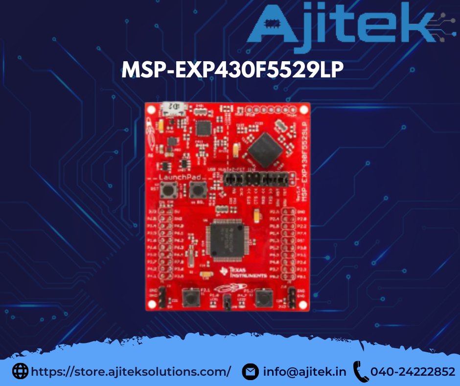 SolutionsAjitek's tweet image. The MSP430™  development kit now has USB. It offers an easy way to start developing on the MSP430 MCU, with onboard emulation for programming and debugging as well as buttons and LEDs for a simple user interface.
#developmentkit #ajitektechsolution #ajitek #storeajiteksolutions