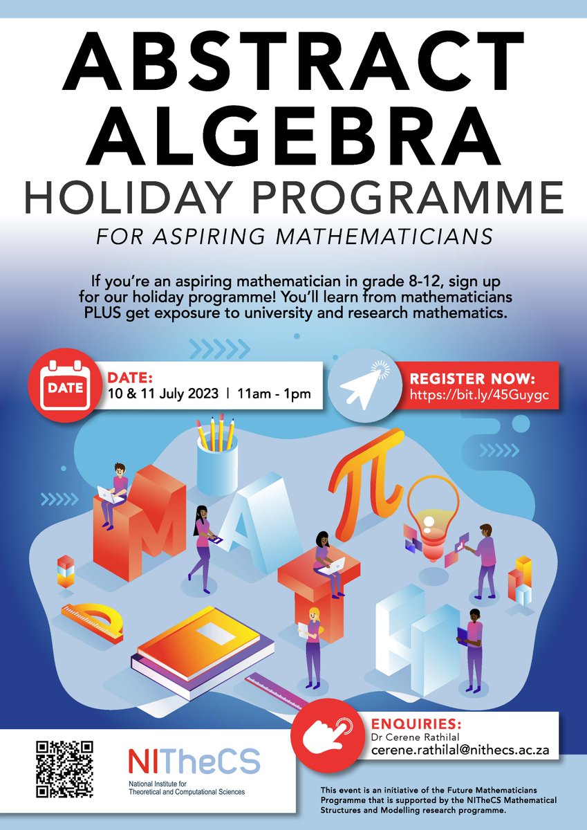 Hey there, Are you at High School? Is Maths your thing? Sign up for our Abstract Algebra holiday programme for aspiring mathematicians. You’ll learn from mathematicians plus get exposure to university and research mathematics.