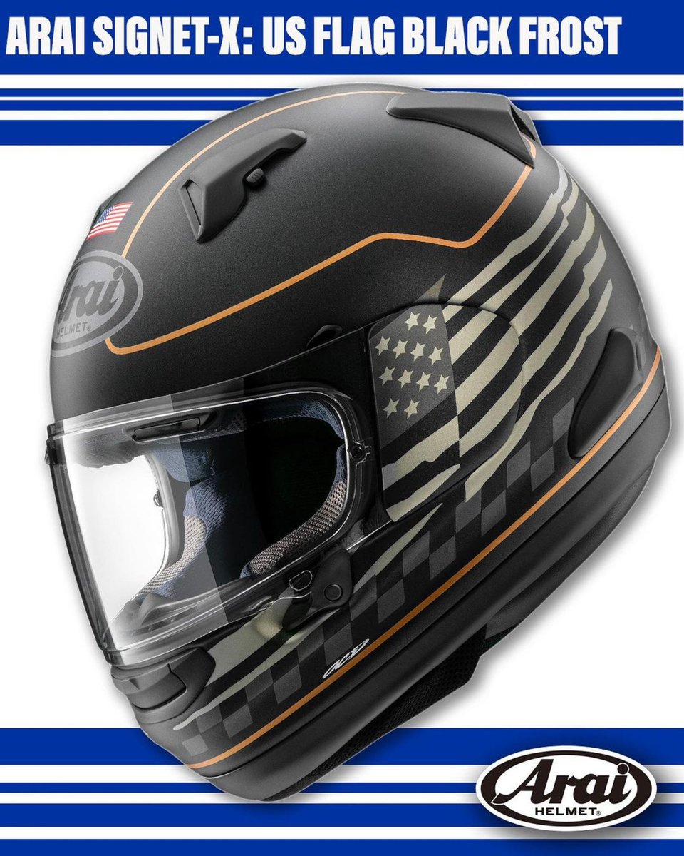 AraiAmericas's tweet photo. Arai is proud to present the Arai Signet-X in the new US Flag Black Frost graphic. 

Learn more at https://t.co/4scfyMcMpt

#Arai #AraiHelmet #SignetX #USFLAG https://t.co/h4tdAAzEVr