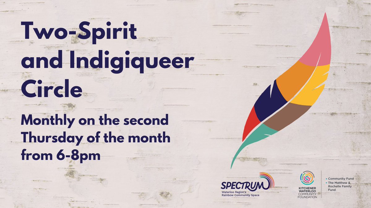 Tonight at 6pm, join Shay and Dewe'igan for the Two-Spirit and Indigiqueer Circle. This group meets both in-person at Spectrum and virtually on Zoom. For Zoom, register at us02web.zoom.us/meeting/regist…