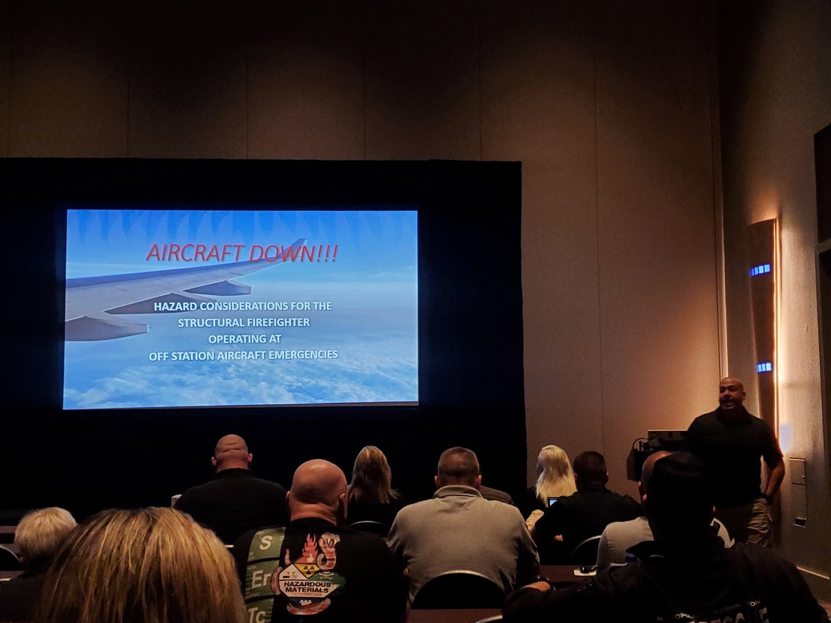 HazmatandRescue's tweet image. So it begins... Aircraft firefighting for municipal fire departments! Presented by Steve Kotlarchyk of SHOT training.  #Hazmat2023