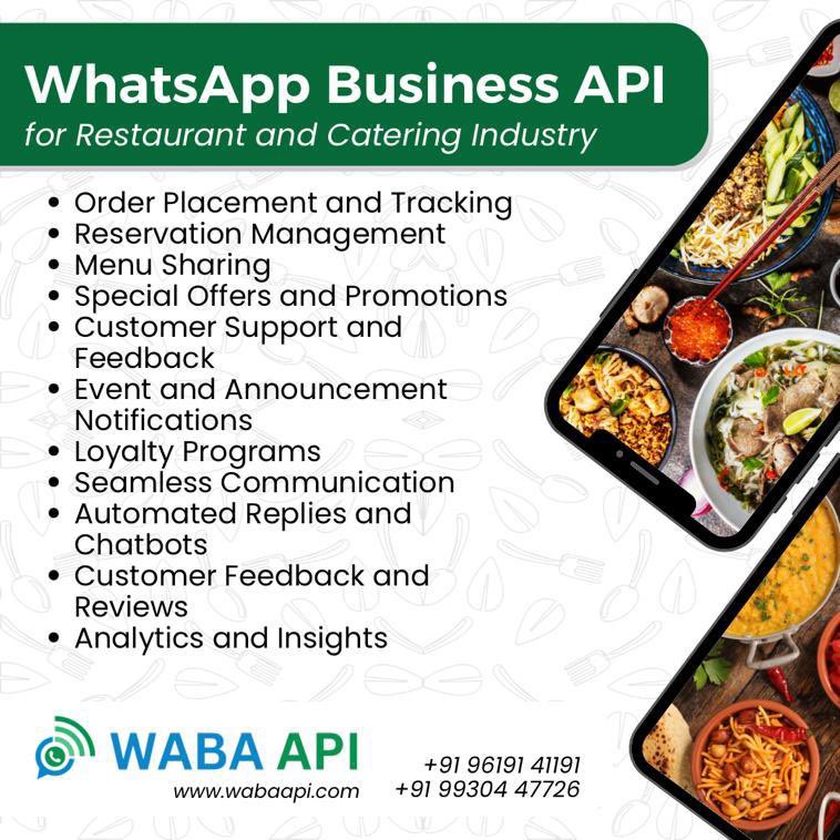 WhatsApp Business API for Restaurant and Catering Industry

smsgatewaycenter.com/blog/the-rise-…

#SMSGatewayCenter #WABA #WABAAPI #RestaurantIndustry #CateringIndustry #WhatsAppBusinessAPI #CustomerEngagement #OrderPlacement #ReservationManagement #MenuSharing #SpecialOffers #CustomerSupport