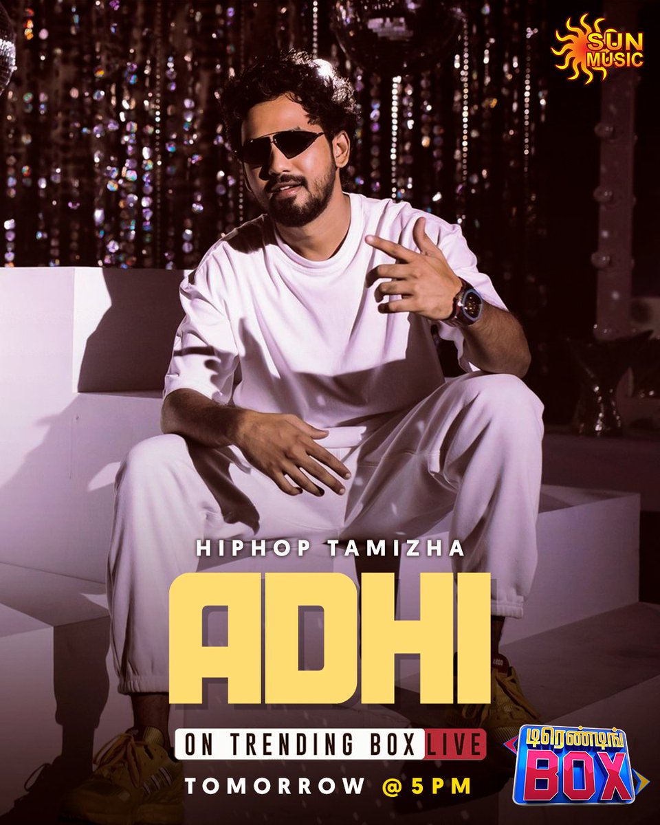 SunMusic's tweet photo. #Veeran HipHop Tamizha Adhi on Trending Box live tomorrow at 5 PM
Sun Music | Trending Box | 5 PM
#SunMusic #HitSongs #Kollywood #Tamil #Songs #Music #NonStopHits #HiphopTamizha #HiphopTamizhaAdhi #VeeranTamilMovie #TrendingBox https://t.co/jvE1Tdap37