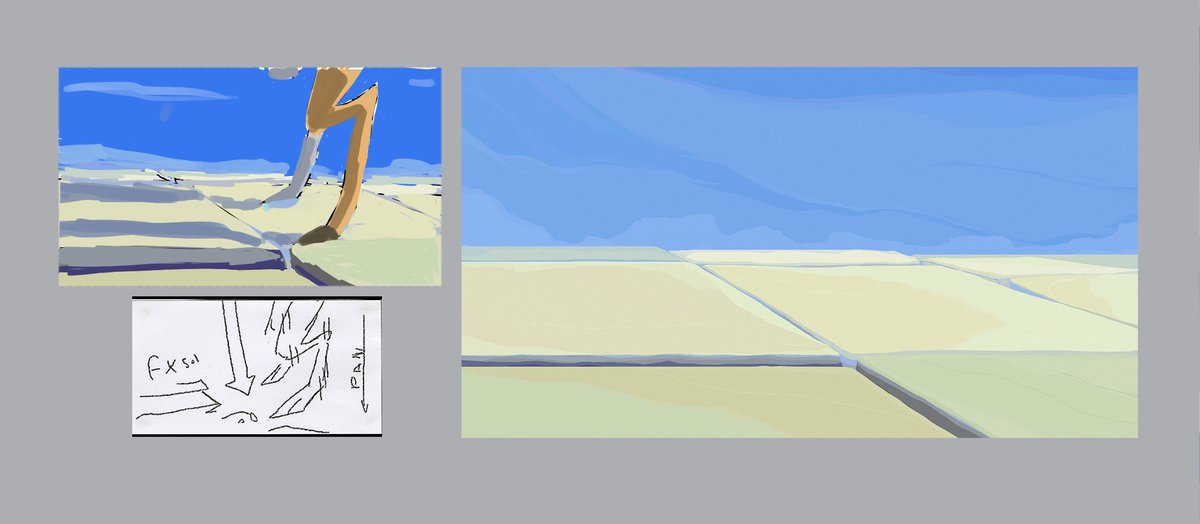 👁️👁️  Small step by step for a background present in my short movie Les Enfants du Labyrinthe ! ( storyboard, colorscript and final ) The movie will be out in less than 10 days!

Etapes de fabrication pour un des décors de mon court métrage ! ( storyboard, colorscript et final )