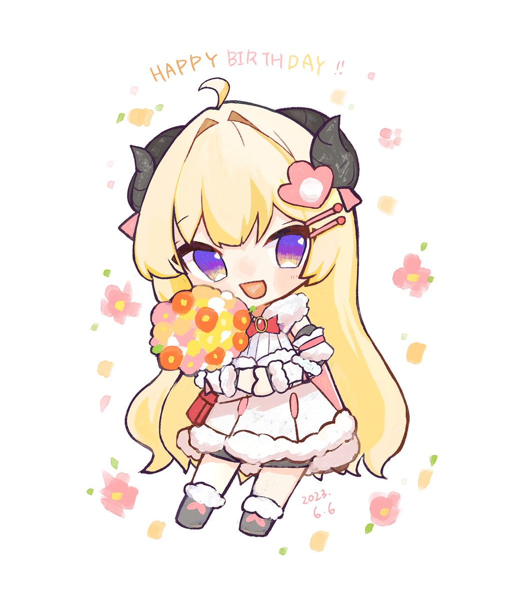 角巻わため「#つのまきあーと #角巻わため生誕祭2023 遅れちゃったけどお誕生日おめでとう」|春野ほたる🐮🌸チャンネル登録者1万人行くまで絵描き続ける奴配信中のイラスト