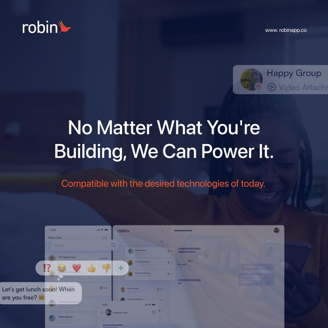 Robinapp_'s tweet image. No matter what you’re building, we can power it. Do you have a product in mind? 
Robin was created for developers and businesses.
Visit our website robinapp.co to learn more about Robin. 

#robin #robininappchat #messagingsolutions #chatapi