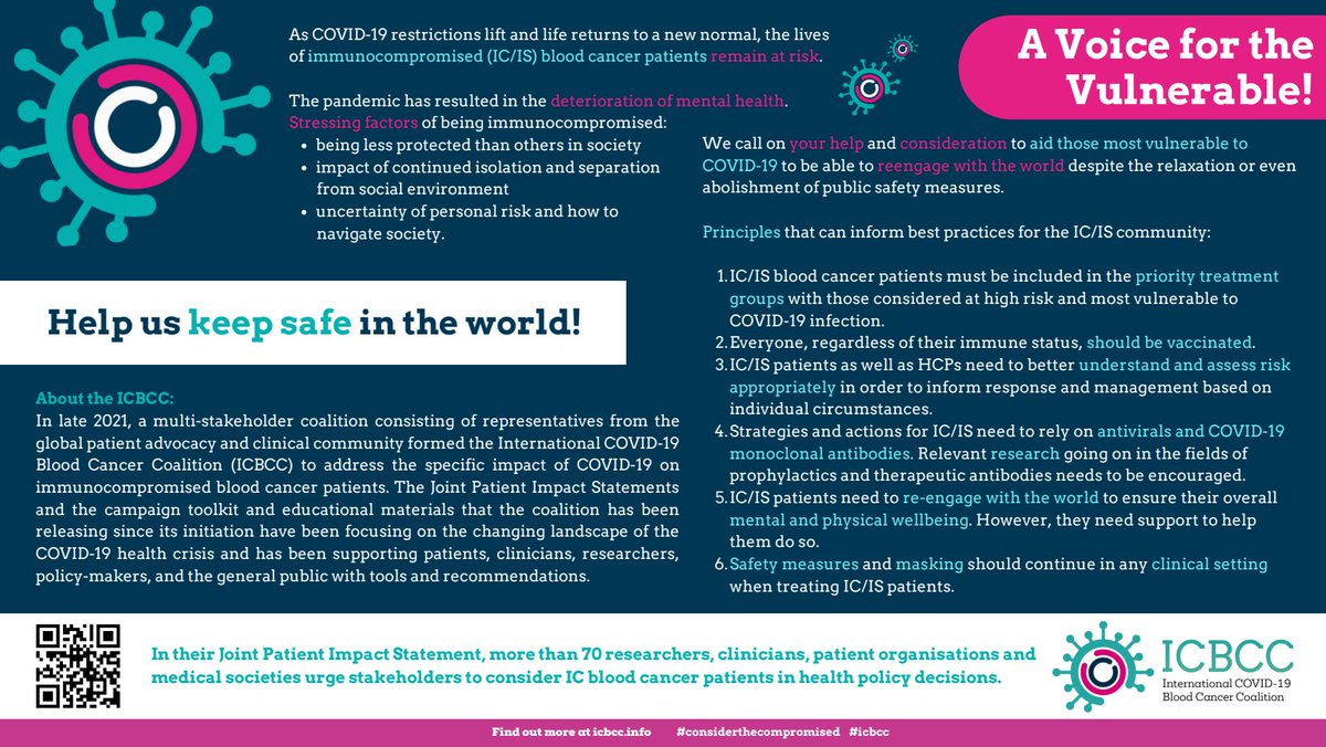 📣 Breaking news #EHA2023 <a href="/ICBCC/">ICBCC</a> Updated Joint Patient Impact Statement  is released! 
Please aid those most vulnerable to #Covid-19 to be able to re-engage with the world, please RT #immunocompromised icbcc.info #PatientImpact  #ICBCCStatement