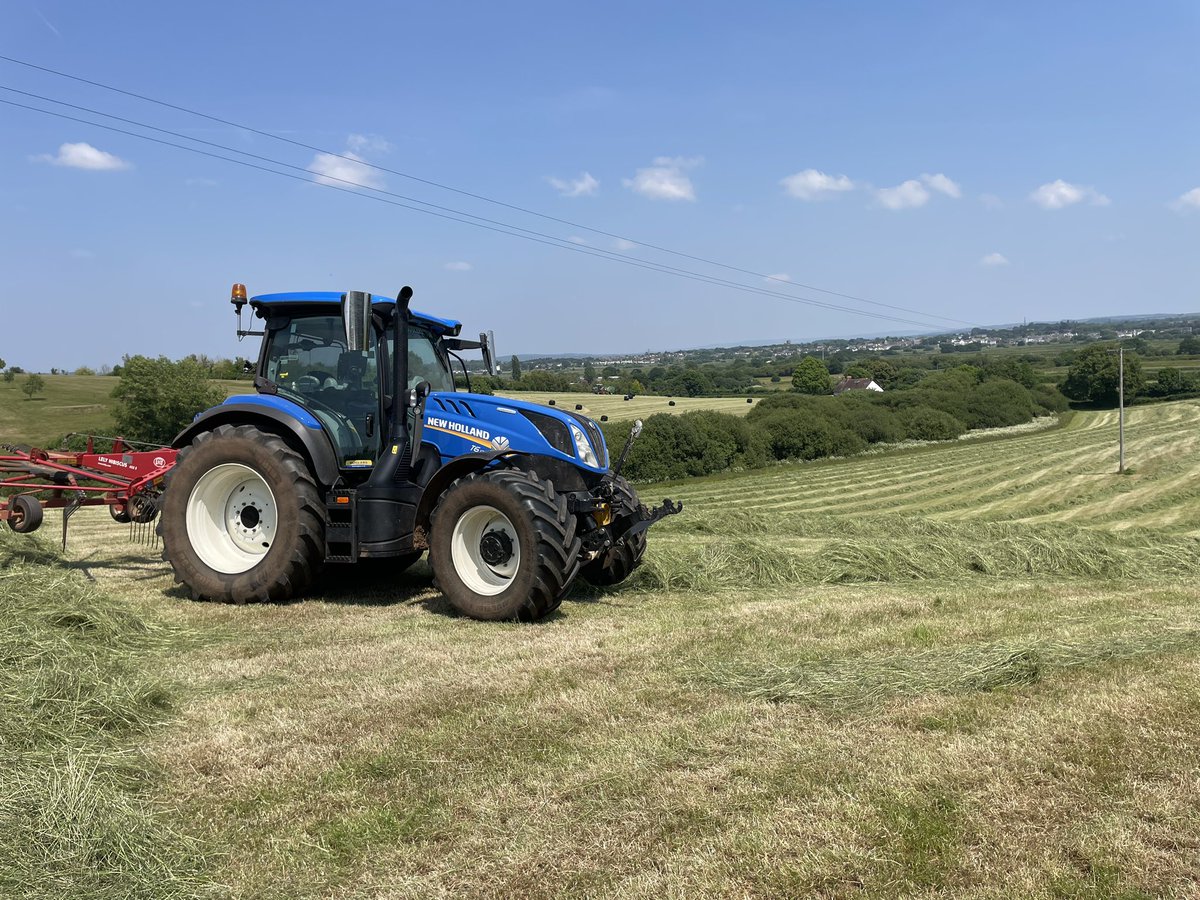 ExeValleyLamb's tweet image. Rowing up grass in front of the baler. Devon looking rather fine. #devonisheaven #devon #exeter #exminster #newholland #farming