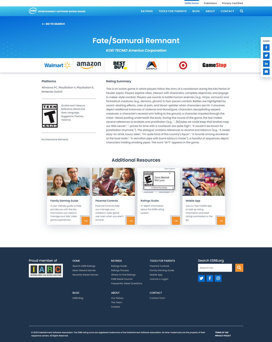 Our History ESRB Ratings