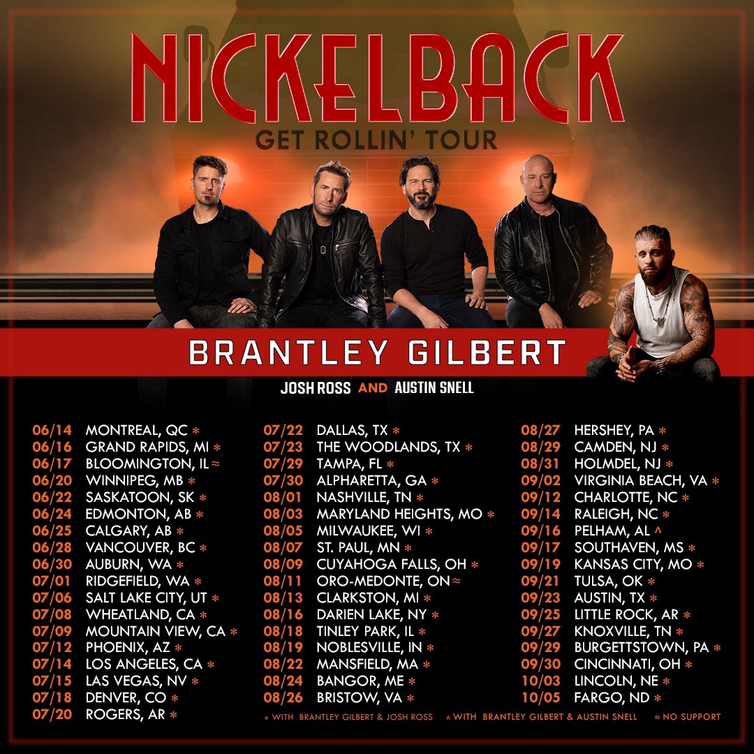 Nickelback's tweet image. We’ve got some new dates coming your way! Tickets on sale Tuesday June 13th at 10am local time 🤘 Sign up to the fan club now to get pre-sale tickets tomorrow

nickelback.com