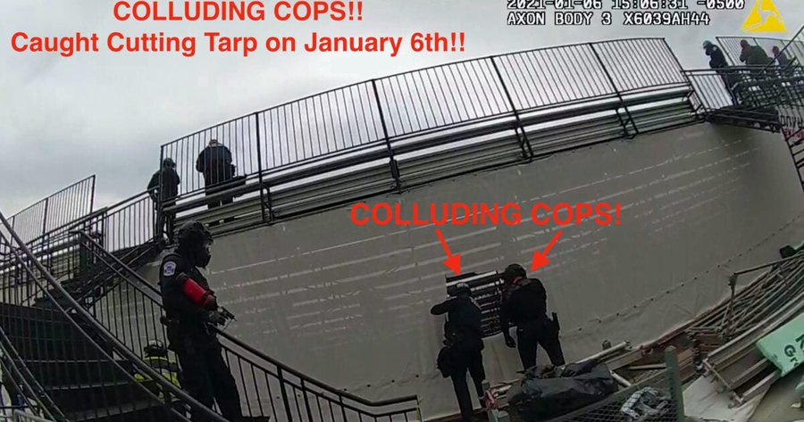 SURPRISE - SURPRISE - IT WAS THE DC POLICE WHO CUT THE TARPS ON THE BLEACHERS - NOT THE JAN 6 PROTESTORS This was all caught on tape, so there is no denying it. The whole thing was a set up to pretend Trump supporters are 'BAD' and Dems are 'GOOD' when the Dems were inciting…