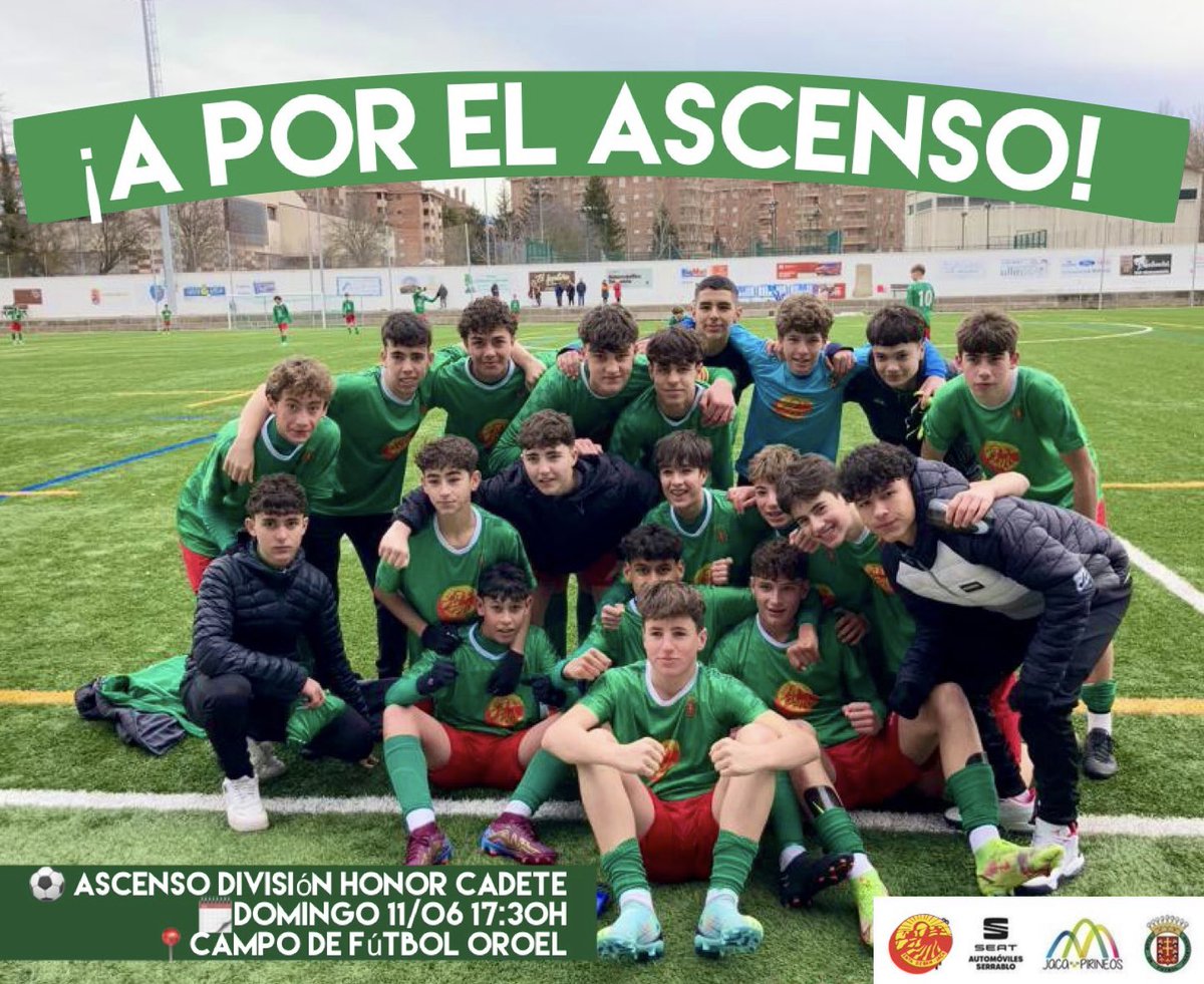 ¡A por el ascenso! ⚽️

Nuestro Cadete A Peña Enta Deban se juega el ascenso a división de honor este fin de semana! 

Os esperamos a todos en el Oroel para apoyarles y animarles! 💚❤️

#SomosJacetano #AúpaJacetano #JacaPirineos #PeñaEntaDeban