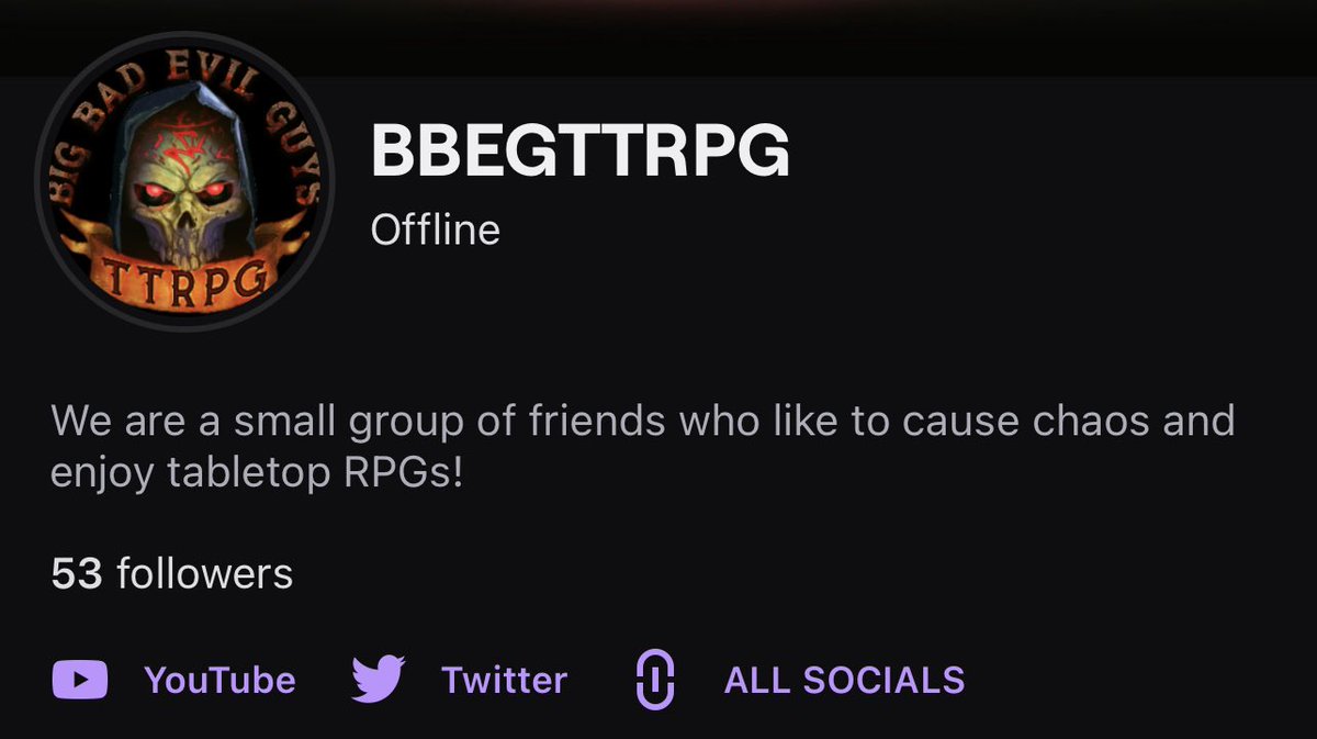 Just wanted to leave a quick thank you on here for everyone who has been so supportive this past month since we’ve started streaming our campaign!

Affiliate status here we come! 🐉 

#DungeonandDragons #dnd #dnd5e #ttrpgrising #ttrpgcommunity #ttrpgfamily #bbeg #bbegttrpg