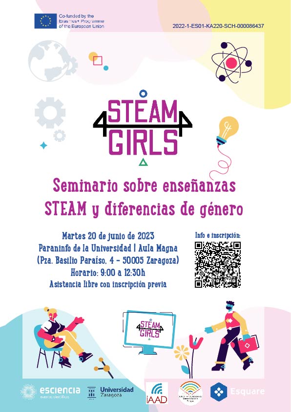 Os invitamos el 20 de junio a este seminario sobre enseñanzas STEAM y género. Actividad libre y certificada donde podrás conocer los resultados de nuestro proyecto, conferencias y dinámicas educativas.  En paraninfo, Aula Magna de 9 a 12;30. <a href="/CampusHuesca/">Campus de Huesca</a> <a href="/unizar/">Universidad Zaragoza</a> <a href="/ouad_unizar/">OUAD_Unizar</a>