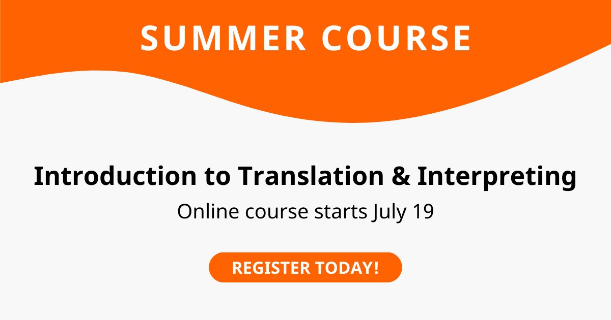Our Introduction to Translation &amp; Interpreting course offers a high level overview of the translation and interpreting field of studies and professions. This course will begin on July 19 so make sure you get registered SOON > bit.ly/3RuOcDY 

#tomboloinstitute