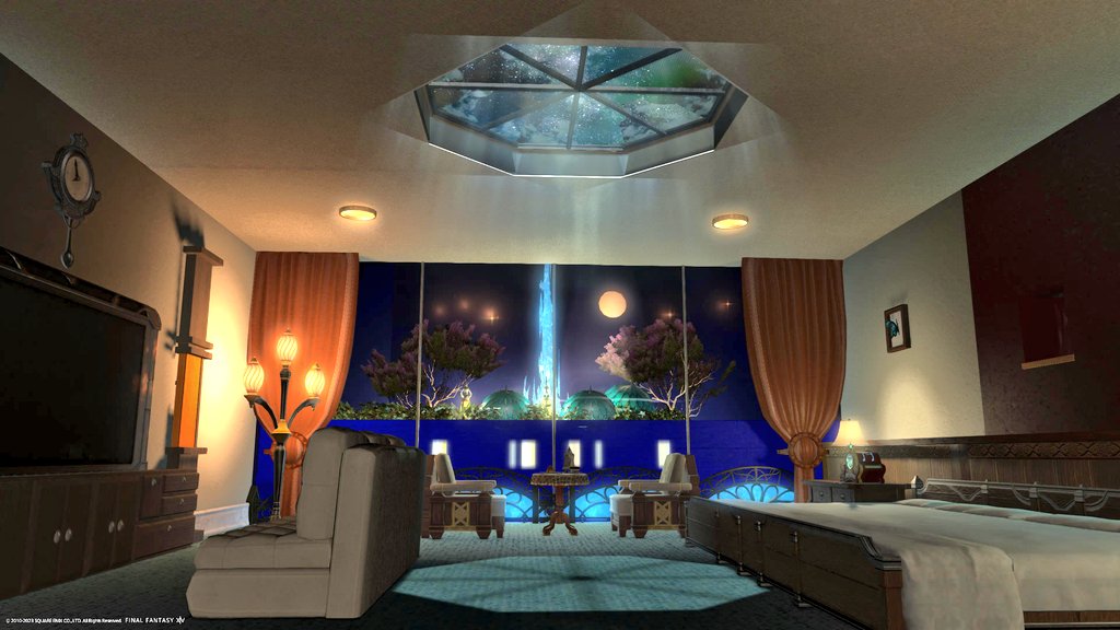 FCハウスにティーラさん力作のお部屋ができてたよ✨懐かしのクリスタリウムに来たみたい(*°͈0°͈)"
(今宵はここでおやすみ～🐑💤)
 #FF14