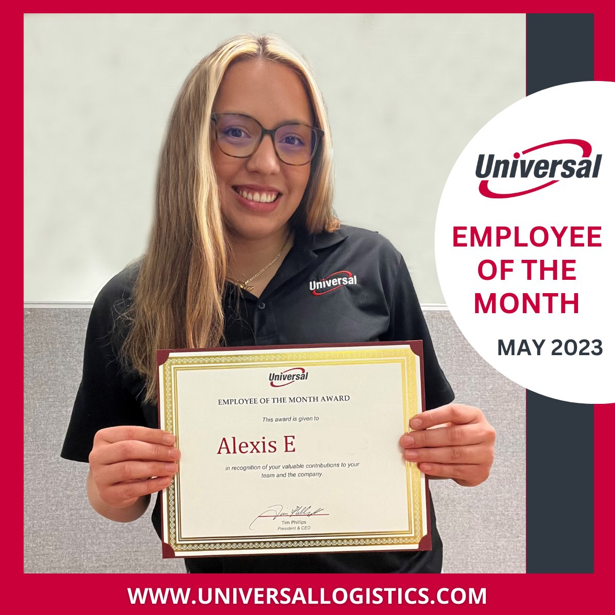 Universal Logistics on Twitter "Our May 2023 Employee of the Month has