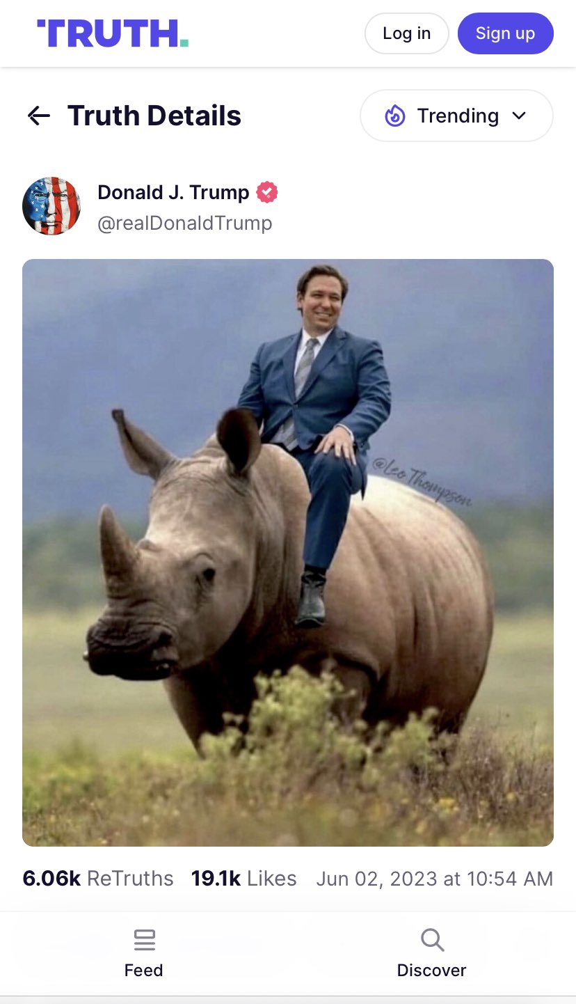 Florida Dad on Twitter: "@Timcast DeSantis has actually never been on a  rhino. https://t.co/dJuGyXFb5R" / Twitter