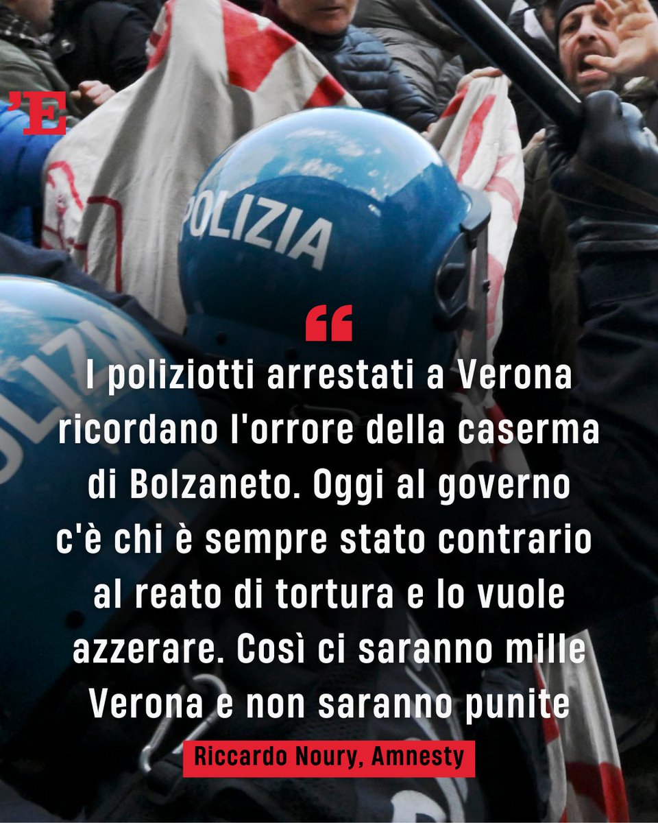Poliziotti violenti, Amnesty: «Giorgia Meloni vuole azzerare il reato di tortura. Ci saranno mille Verona impunite» bit.ly/3oQGImg