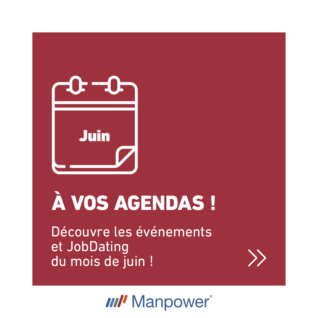 📅 A la recherche d'une nouvelle opportunité, envie de découvrir de nouveaux secteurs ? Manpower se mobilise partout en France : découvre l'agenda évènement et #JobDatings de juin ➡️ ow.ly/Yf0k104JQrv ▫️