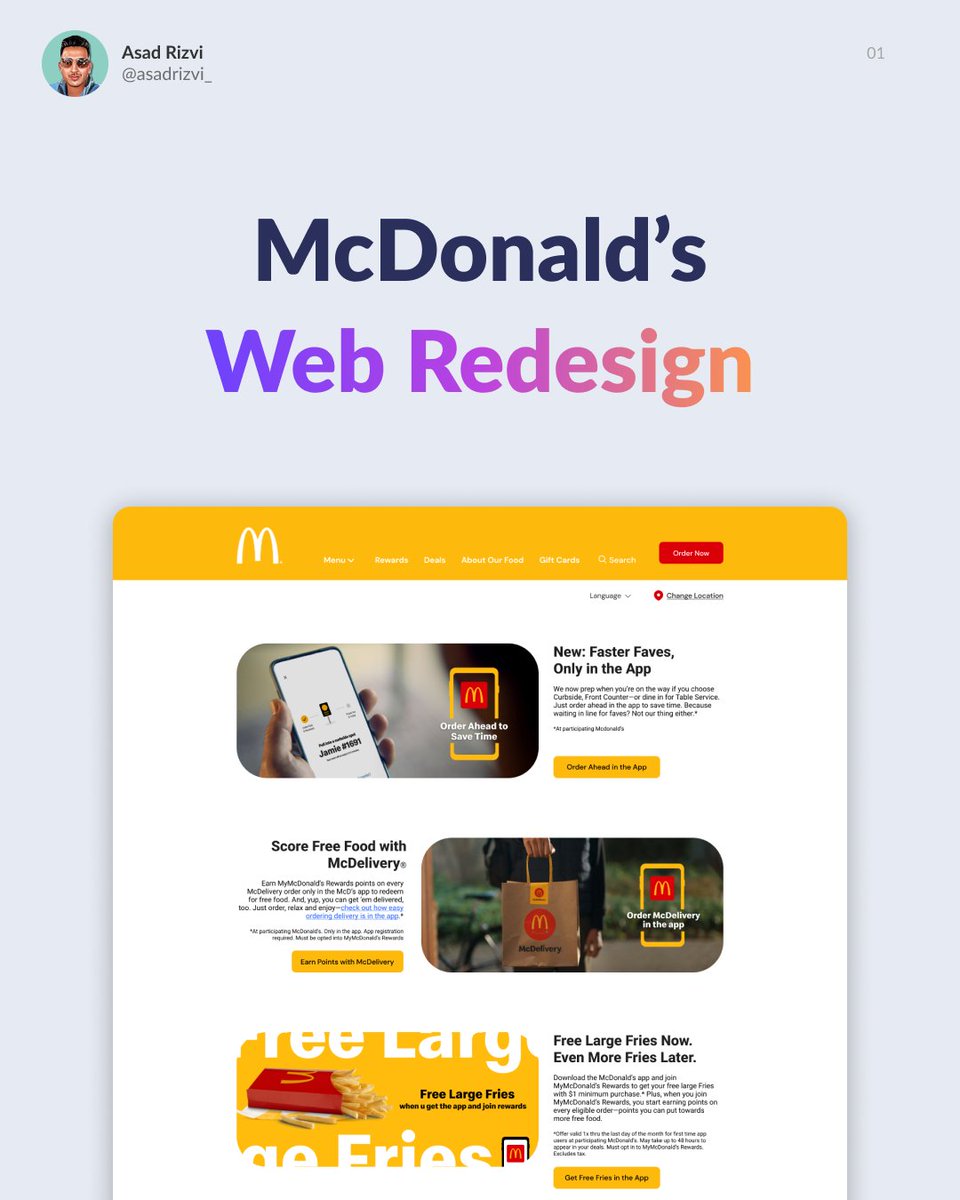 asadrizvi_'s tweet image. I wasn&apos;t a fan of McDonald&apos;s Website

So, I decided to just tweak it a little

#webredesign #mcdonaldswebsite #figma 

Check out more in the Thread 👇