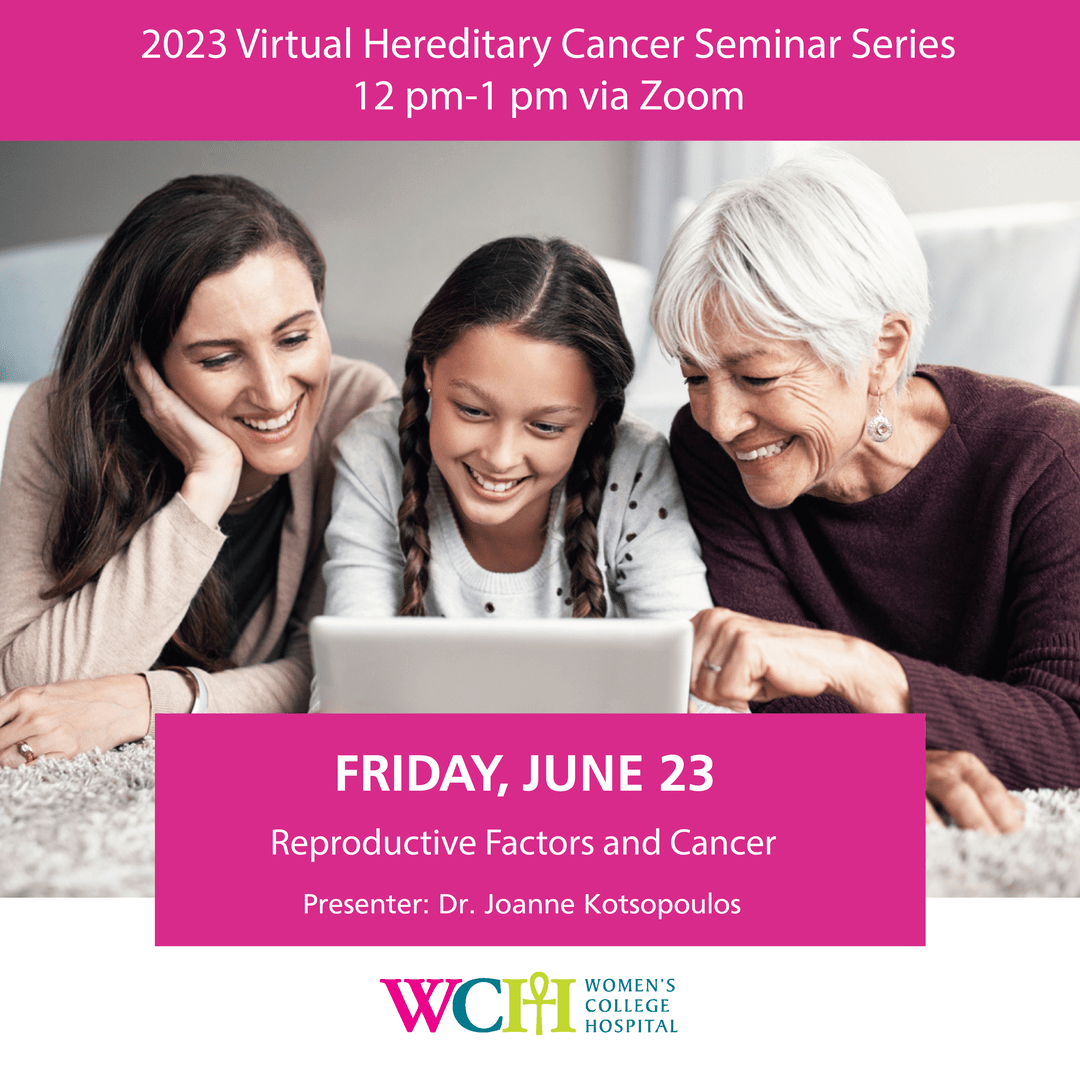 WCHospital's tweet photo. Dr. Joanne Kotsopoulos is sharing reproductive factors for people with #HereditaryCancer. Sign up for this free webinar: https://t.co/awKv4lxXAl https://t.co/l35vWMECJT