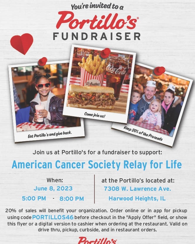 shamrockangels's tweet photo. TONIGHT is Shamrock Angels @portilloshotdog  night at the Portillos on Lawrence in Hardwood Heights.  Here's the flyer to show before you pay. If you're placing a mobile order, be sure to use the code PORTILLOS46.  Can't wait to see you! 🌭☘️😇 https://t.co/BXzVhQjlvH